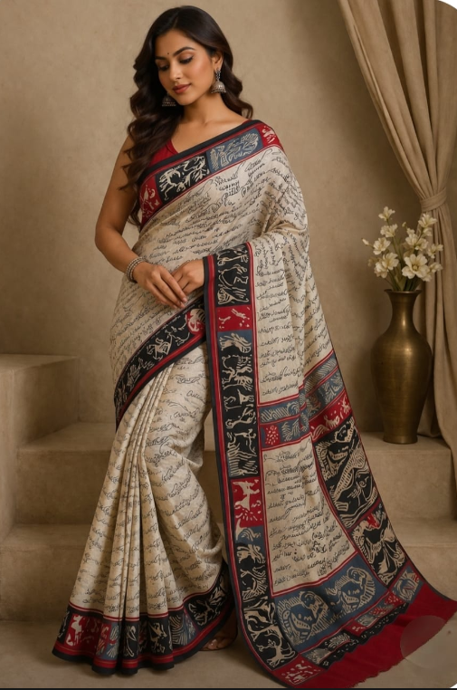 Black Printed Saree